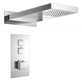 ENKI Milan Chrome Square Dual Overhead Thermostatic Shower Set SH0019