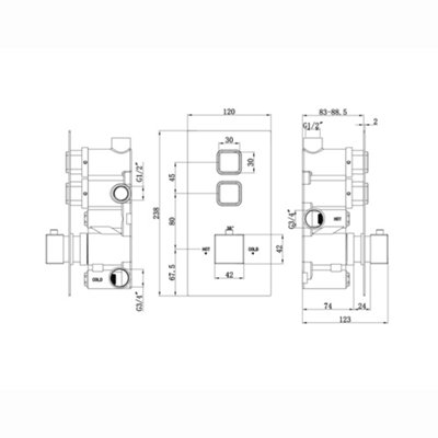 ENKI Milan Chrome Square Wall Mounted Thermostatic Shower & Handset Kit SH0056 - 6