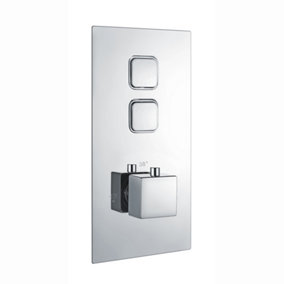 ENKI, Milan, TSV010, Thermostatic Concealed Shower Valve with Diverter, Square Taps with Two Outlets, Modern Shower, Chrome