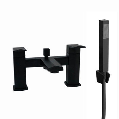 ENKI Milly Matte Black Hexagonal Solid Brass Shower Mixer Tap Filler BT0308