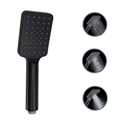 ENKI Modern Black Square 3-Setting Handheld Shower Head E25
