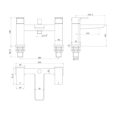 ENKI Mykonos Gunmetal Black Contemporary Brass Bath Shower Mixer Tap BT1308