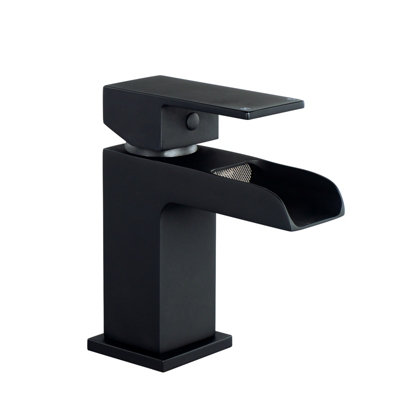 ENKI Plaza Matte Black Square Brass Basin Mixer Tap BT8503