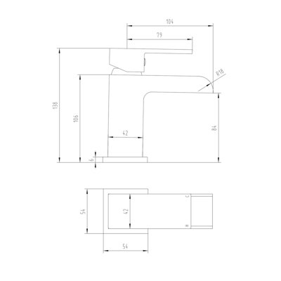 ENKI Plaza Matte Black Square Brass Basin Mixer Tap BT8503