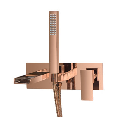 ENKI Plaza Rose Gold Wall Mounted Brass Bath Shower Mixer Tap