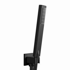 ENKI Premium Black Square Pencil Silicone Jet Handheld Shower Head & Hose EO026