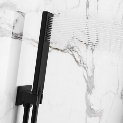 ENKI Premium Black Square Pencil Silicone Jet Handheld Shower Head & Hose EO026 - 3