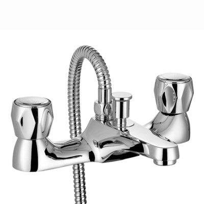 ENKI Quest Chrome Solid Brass Bath Showe Mixer Tap & Slider Rail BBT0261