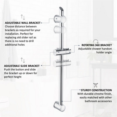 ENKI Quest Chrome Solid Brass Bath Showe Mixer Tap & Slider Rail BBT0261 - 5