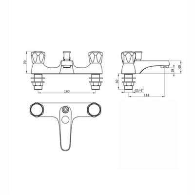 ENKI Quest Chrome Solid Brass Bath Showe Mixer Tap & Slider Rail BBT0261 - 6