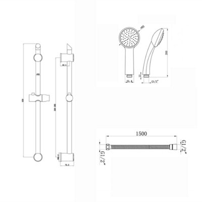 ENKI Quest Chrome Solid Brass Bath Showe Mixer Tap & Slider Rail BBT0261 - 7