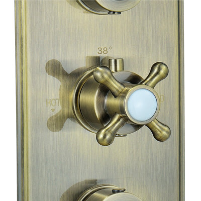 ENKI Regent Antique Bronze Crosshead 3-Outlet Solid Brass Thermostatic Triple Shower Valve TSV070 - 4