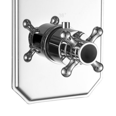 ENKI Regent Chrome Black Crosshead 2-Outlet Solid Brass Thermostatic Twin Shower Valve TSV032 - 5