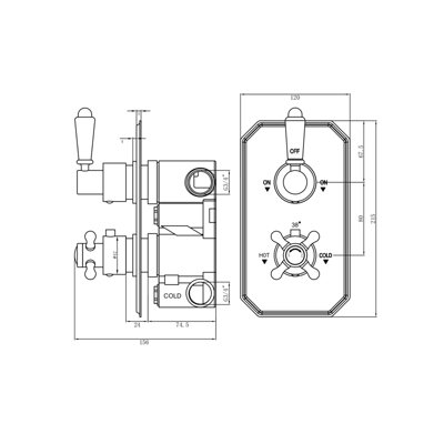 ENKI Regent Chrome Black Crosshead 2-Outlet Solid Brass Thermostatic Twin Shower Valve TSV032 - 1