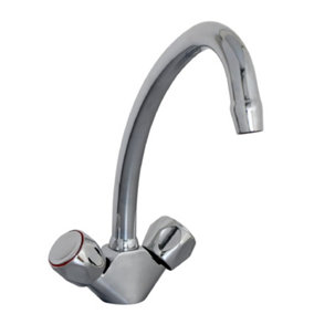 ENKI Richmond Chrome Dual Flow Twin Round Knobs Tap for Kitchen Sink