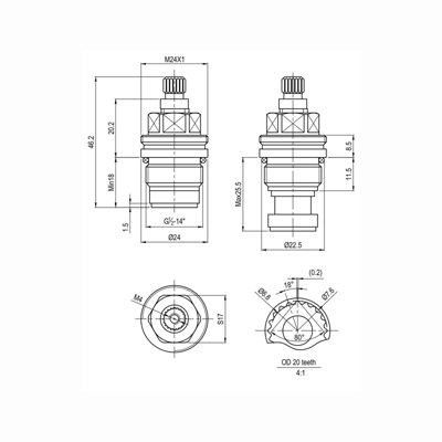 ENKI Richmond Hot or Cold Brass Compression Valve 1/2" Single - 3