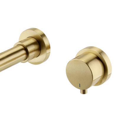 ENKI Sienna Brushed Brass Contemporary Wall Mounted Brass Basin Mixer Tap BT0905