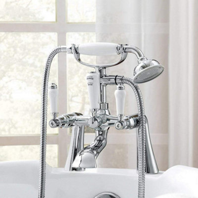 ENKI Standard Chrome Deck Mounting Pillar Solid Brass Bath Tap Legs Pair