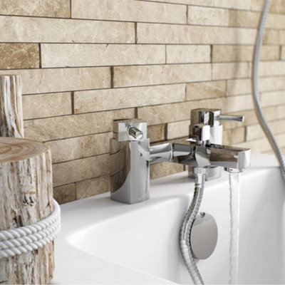 ENKI, Stella, BBT0012, Chrome, Bath Shower Mixer Taps with Twin Rigid ...