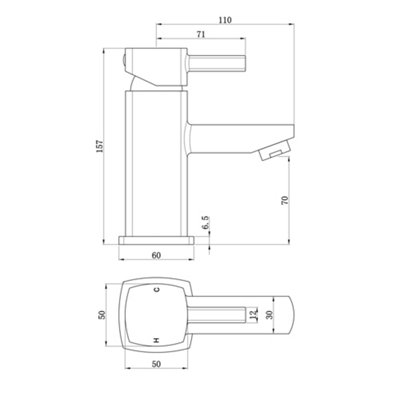ENKI Stella Chrome Lever Brass Basin Mixer Tap BT7903 - 6