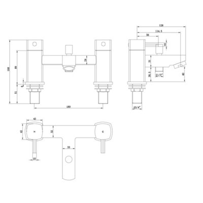 ENKI Stella Chrome Modern Brass Bathroom Mixer Tap Pack BBT0011 - 7