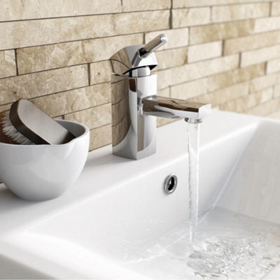 ENKI Stella Chrome Slotted Brass Basin Mixer Tap & Waste BBT0073