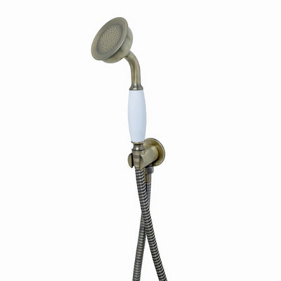 ENKI Traditional Antique Bronze Brass & Ceramic Handheld Shower Head & Hose EO010