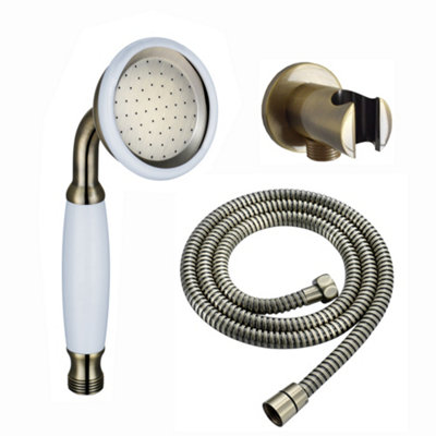 ENKI Traditional Antique Bronze Brass & Ceramic Handheld Shower Head & Hose EO010 - 5