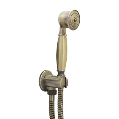 ENKI Traditional Antique Bronze Brass Handheld Shower Head & Hose EO011