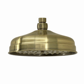 ENKI Traditional Antique Bronze Fixed Solid Brass Shower Head Large 200mm