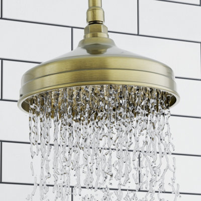 ENKI Traditional Antique Bronze Fixed Wall Mounted Brass Shower Head 200mm
