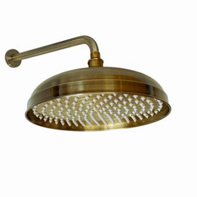 ENKI Traditional Antique Bronze Fixed Wall Mounted Brass Shower Head & Arm 300mm