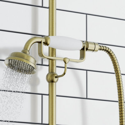 ENKI Traditional Antique Bronze Victorian Brass & Ceramic Handheld Shower Head & Hose Kit EH025 - 4