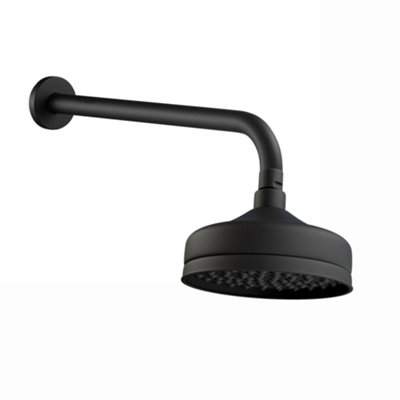 ENKI Traditional Black Fixed Wall Mounted Brass Shower Head & Arm 6" 320mm Price Comparisons | Compare The Build