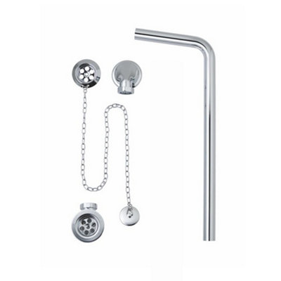 ENKI Traditional Chrome Ball Chain Solid Brass Bath Retainer Waste & Plug with Overflow - 3