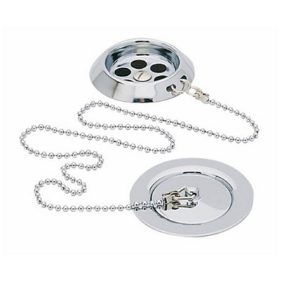 ENKI Traditional Chrome Ball Chain Solid Brass Bath Retainer Waste & Plug with Overflow - 4