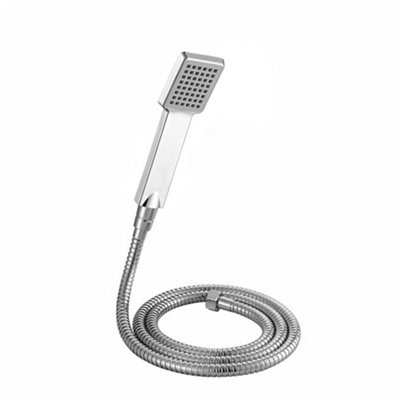 ENKI Traditional Chrome Square Handheld Shower Head with Hose & Wall Bracket EH008 - 6