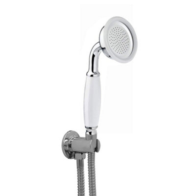ENKI Traditional Chrome White Brass & Ceramic Handheld Shower Head ...