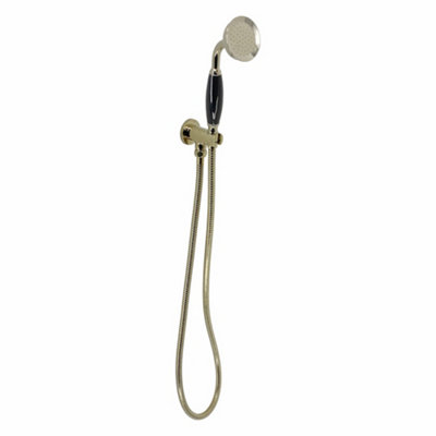 ENKI Traditional English Gold Black Brass & Ceramic Handheld Shower Head & Hose EO015 - 5