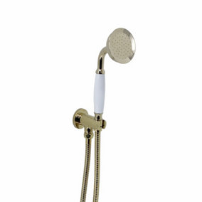 ENKI Traditional English Gold White Brass White Handheld Shower Head & Hose EO016