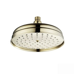 ENKI Traditional Gold Fixed Brass Shower Head Large 200mm
