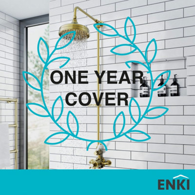 ENKI Traditional Gold Fixed Brass Shower Head Large 200mm - 4