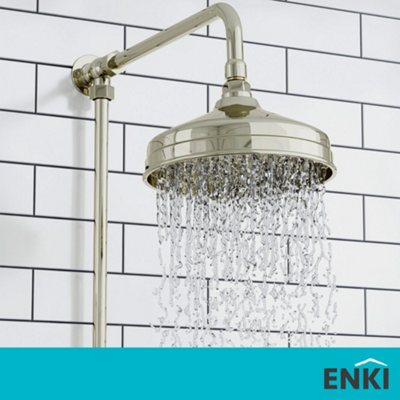 ENKI Traditional Gold Fixed Brass Shower Head Large 200mm - 6