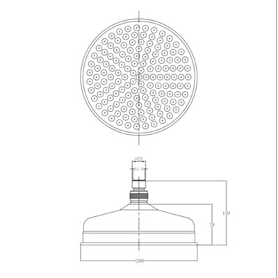 ENKI Traditional Gold Fixed Brass Shower Head Large 200mm - 7
