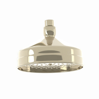 ENKI Traditional Gold Fixed Wall Mounted Brass Shower Head & Arm 150mm - 3
