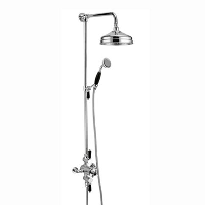 ENKI Trafalgar Chrome Traditional 2-Outlet Brass Thermostatic Rain Shower Set 200mm Price Comparisons | Compare The Build