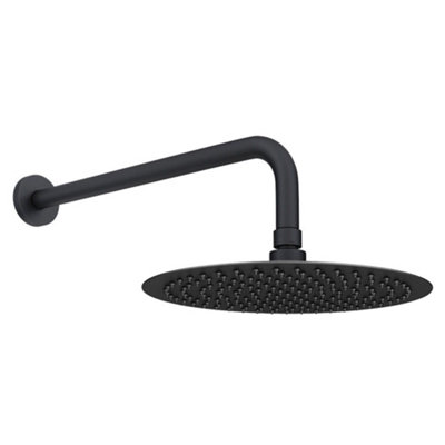 ENKI Venice Black Round Wall Fixed Thermostatic Handheld Shower Set 8" - 3