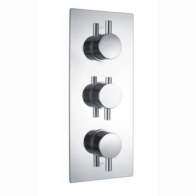 ENKI Venice Chrome Round 3-Outlet Brass Thermostatic Triple Shower Valve TSV076