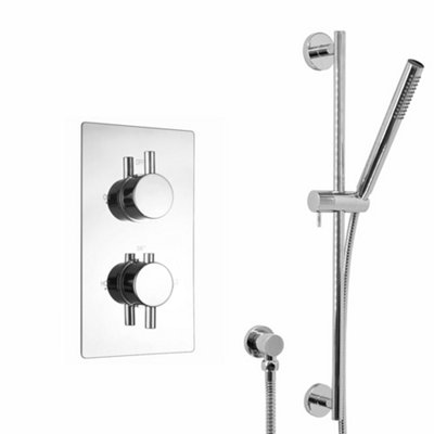 ENKI Venice Chrome Round Concealed Brass Thermostatic Handheld Shower Kit SH0576