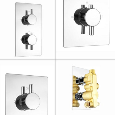 ENKI Venice Chrome Single Outlet Brass Thermostatic Twin Shower Valve TSV066 - 4